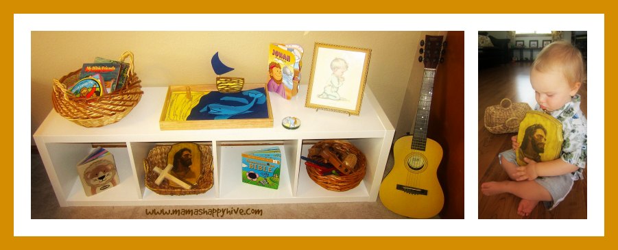 Christian Montessori Shelves - www.mamashappyhive.com