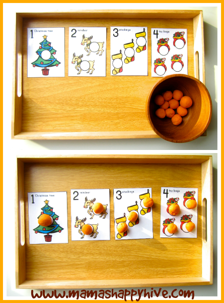 10 Christmas Montessori Inspired Tot Trays - Mama's Happy Hive