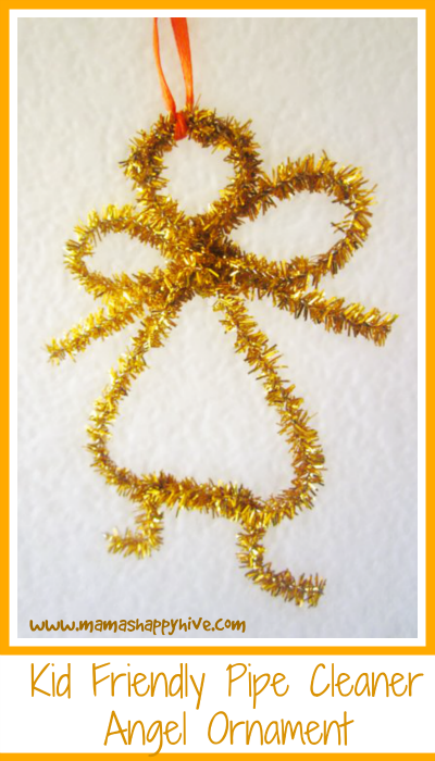 Kid Friendly Pipe Cleaner Angel Ornament - Easy to assemble using ONLY two pipe cleaners!  - www.mamashappyhive.com