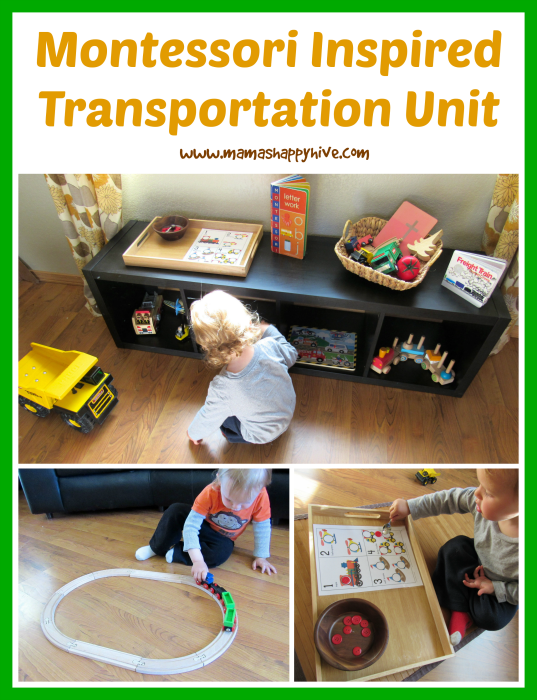 Enjoy 14 tot trays for a Montessori inspired transportation unit. - www.mamashappyhive.com