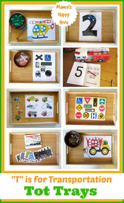 Enjoy 14 tot trays for a Montessori inspired transportation unit. - www.mamashappyhve.com