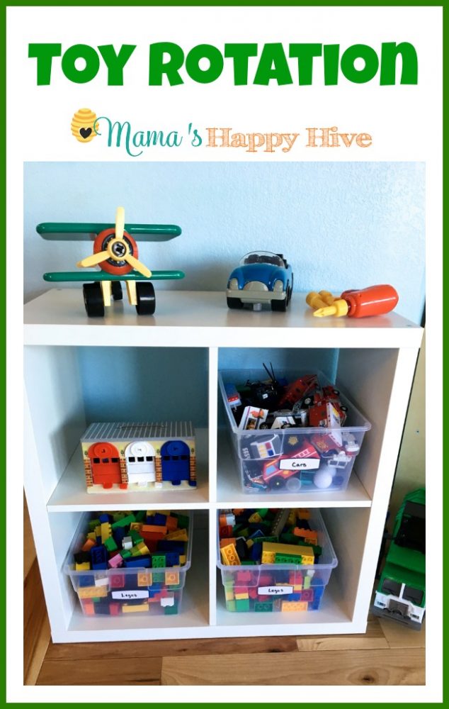 Toy Rotation System Using Plastic Bins and Shelves